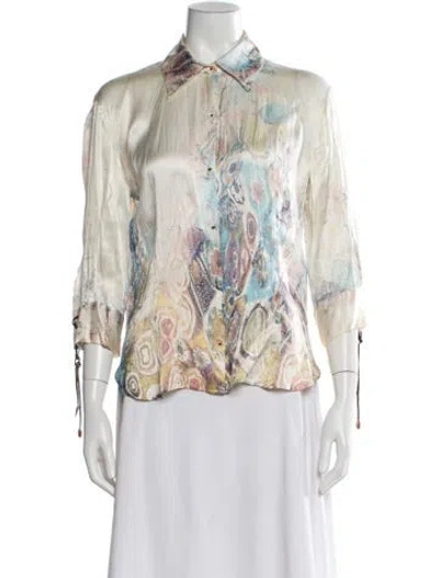 Pre-owned Roberto Cavalli Vintage 2002 Blouse In White