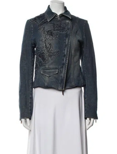 Pre-owned Roberto Cavalli Vintage 2002 Denim Jacket In Blue