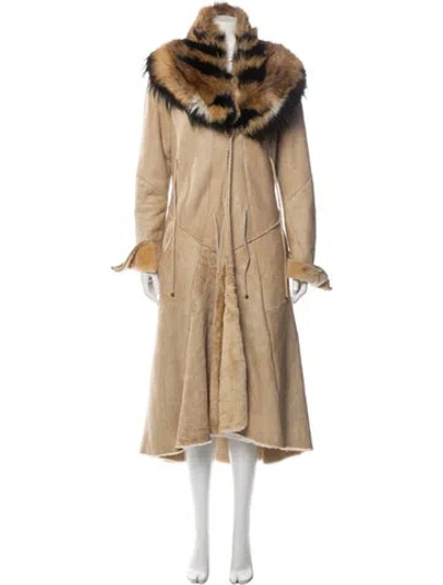 Pre-owned Roberto Cavalli Vintage 2002 Fur Coat In Neutrals