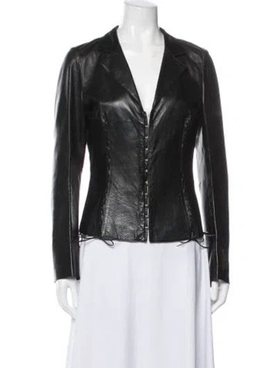 Pre-owned Roberto Cavalli Vintage 2003 Biker Jacket In Black