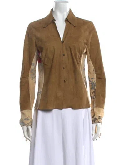 Pre-owned Roberto Cavalli Vintage 2003 Blouse In Blue/neutrals