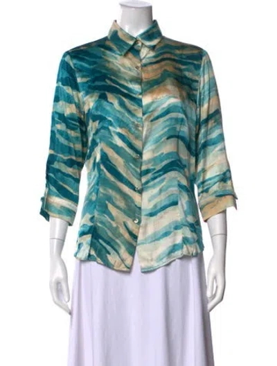 Pre-owned Roberto Cavalli Vintage 2004 Blouse In Blue