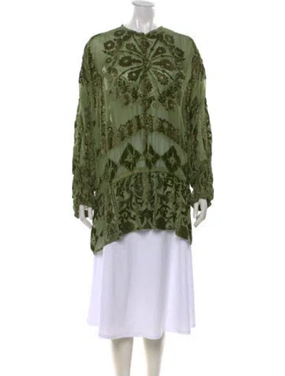 Pre-owned Roberto Cavalli Vintage 2004 Blouse In Gold/green