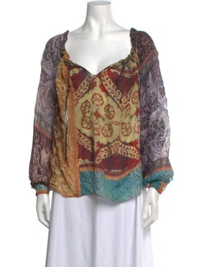 Pre-owned Roberto Cavalli Vintage 2004 Blouse In Metallic/red