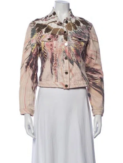 Pre-owned Roberto Cavalli Vintage 2004 Denim Jacket In Pink