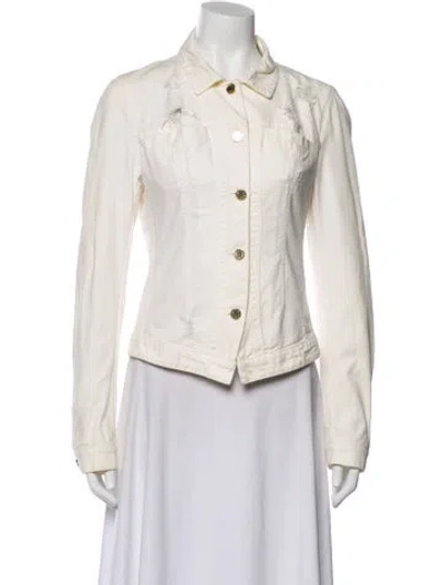 Pre-owned Roberto Cavalli Vintage 2004 Denim Jacket In White