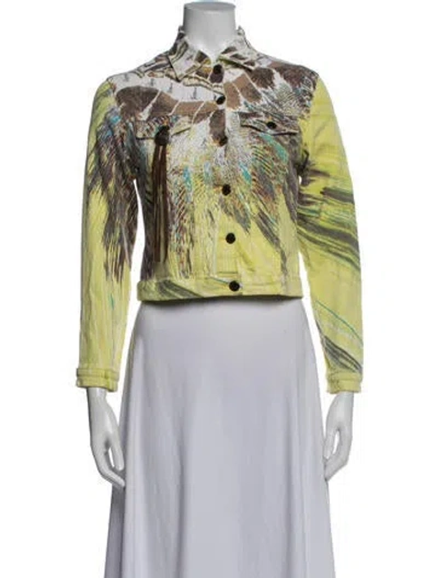 Pre-owned Roberto Cavalli Vintage 2004 Denim Jacket In Yellow