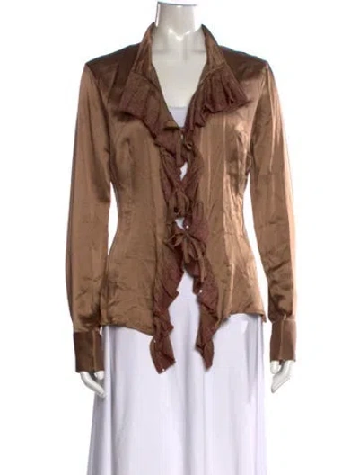 Pre-owned Roberto Cavalli Vintage 2005 Blouse In Brown