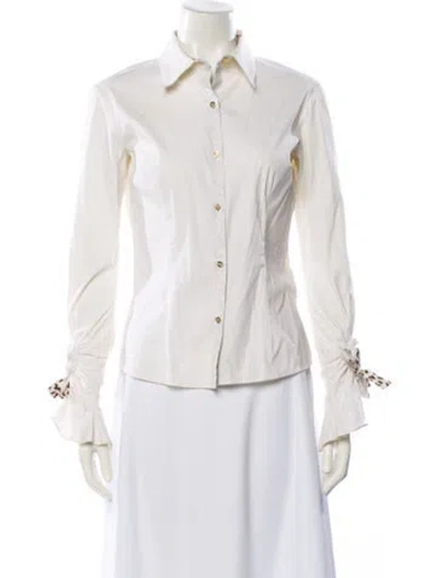 Pre-owned Roberto Cavalli Vintage 2005 Blouse In White