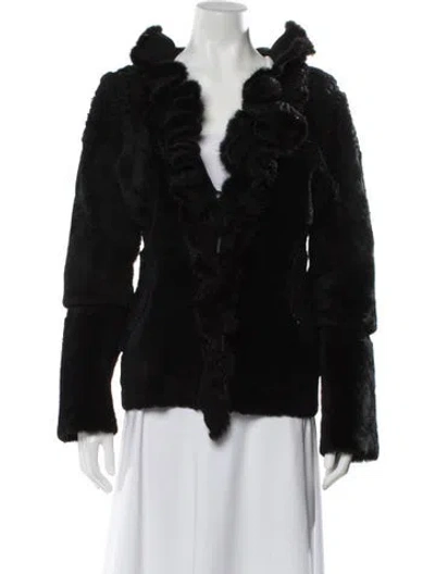 Pre-owned Roberto Cavalli Vintage 2005 Fur Jacket In Black
