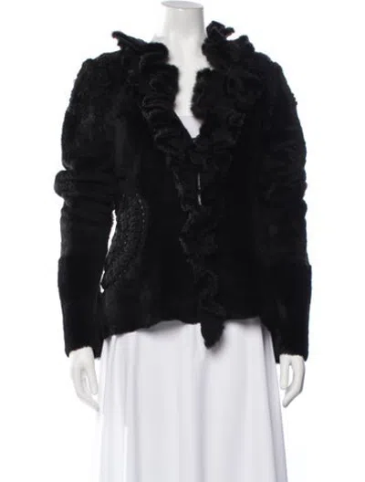 Pre-owned Roberto Cavalli Vintage 2005 Fur Jacket In Black
