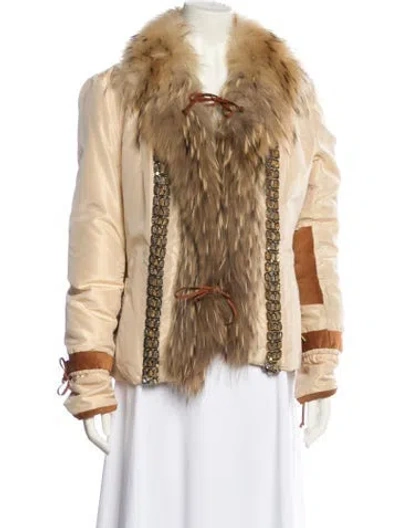 Pre-owned Roberto Cavalli Vintage 2005 Fur Jacket In Neutral