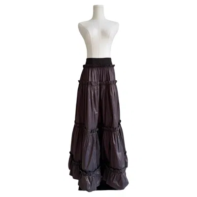 Pre-owned Roberto Cavalli Vintage 2005 Women's Brown Tiered Ruffle Maxi Skirt