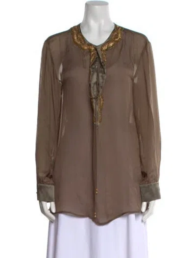 Pre-owned Roberto Cavalli Vintage 2006 Blouse In Gray