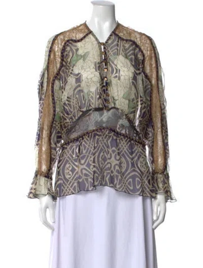 Pre-owned Roberto Cavalli Vintage 2006 Blouse In Neutrals
