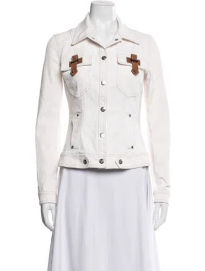 Pre-owned Roberto Cavalli Vintage 2006 Denim Jacket In White
