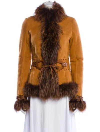 Pre-owned Roberto Cavalli Vintage 2006 Fur Jacket In Brown