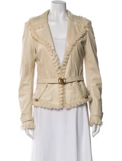 Pre-owned Roberto Cavalli Vintage 2006 Fur Jacket In White