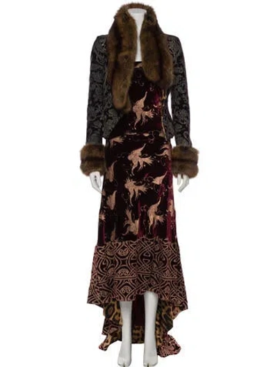Pre-owned Roberto Cavalli Vintage 2006 Skirt Suit In Burgundy