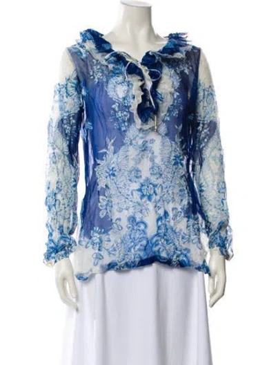 Pre-owned Roberto Cavalli Vintage 2007 Blouse In Blue
