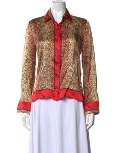 Pre-owned Roberto Cavalli Vintage 2007 Blouse In Neutrals/red
