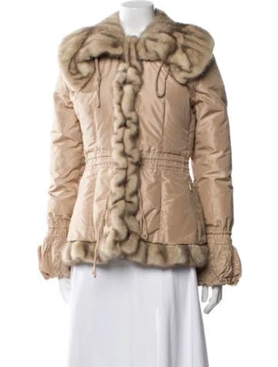 Pre-owned Roberto Cavalli Vintage 2007 Fur Coat In Neutral