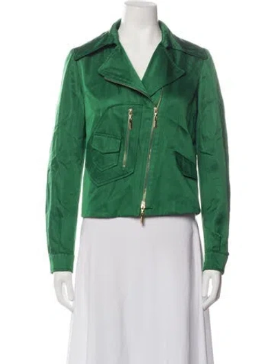 Pre-owned Roberto Cavalli Vintage 2008 Biker Jacket In Green