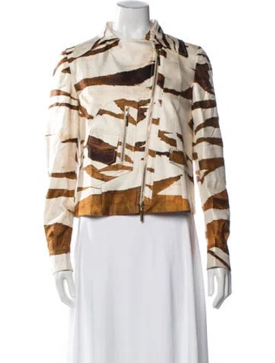 Pre-owned Roberto Cavalli Vintage 2008 Biker Jacket W/ Tags In Neutral