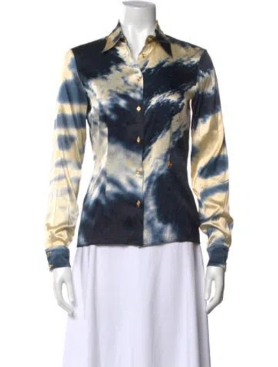 Pre-owned Roberto Cavalli Vintage 2009 Blouse In Blue