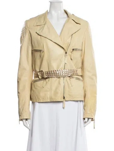 Pre-owned Roberto Cavalli Vintage 2010 Biker Jacket In Yellow