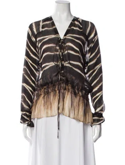 Pre-owned Roberto Cavalli Vintage 2010 Blouse In Brown