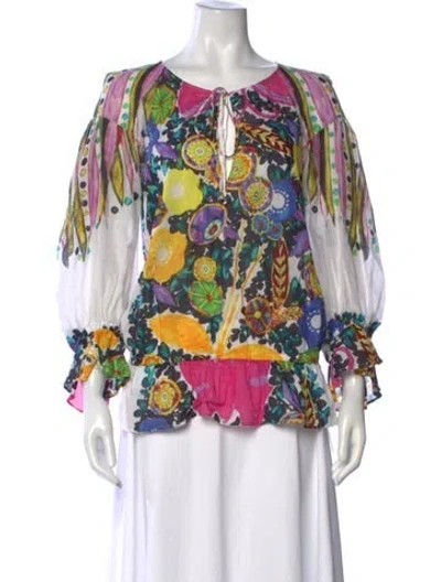 Pre-owned Roberto Cavalli Vintage 2011 Blouse In Pink/white