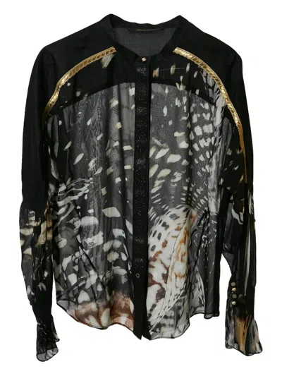 Pre-owned Roberto Cavalli Vintage 2023 Printed Silk Blouse
