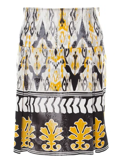 Pre-owned Roberto Cavalli Vintage 2024 Ikat-print Skirt In White