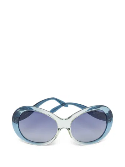 Pre-owned Roberto Cavalli Vintage 734s Full Moon Oversized Sunglasses In Blue
