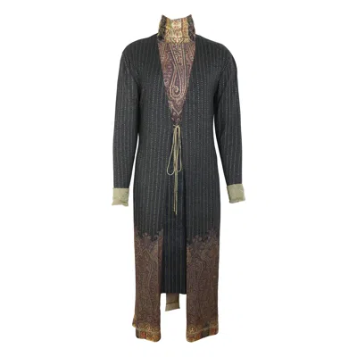 Pre-owned Roberto Cavalli Vintage 90s  Art Collection Dress And Long Cardigan In Black