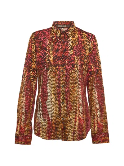 Pre-owned Roberto Cavalli Vintage Abstract-print Long-sleeve Shirt In Red