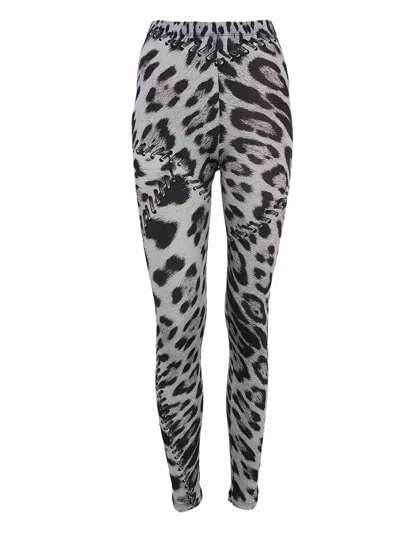 Pre-owned Roberto Cavalli Vintage Animal-print Leggings In Blue