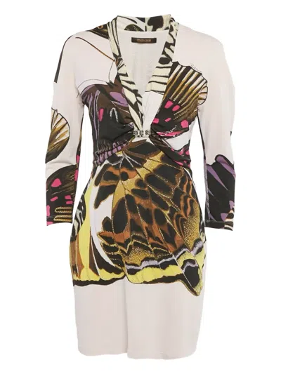 Pre-owned Roberto Cavalli Vintage Butterfly-print Mini Dress