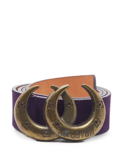 Pre-owned Roberto Cavalli Vintage Crescent-buckle Belt In Purple