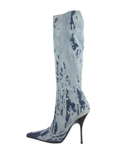 Pre-owned Roberto Cavalli Vintage Denim Boots In Blue
