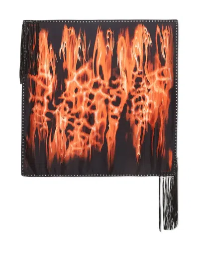 Pre-owned Roberto Cavalli Vintage Flames-print Scarf