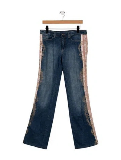 Pre-owned Roberto Cavalli Vintage Flared Jeans In Blue/pink
