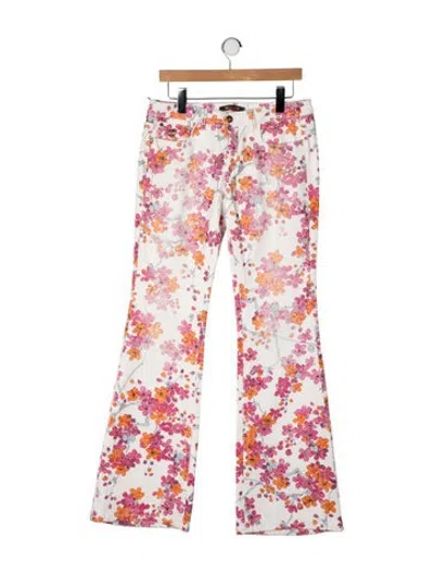 Pre-owned Roberto Cavalli Vintage Flared Jeans W/ Tags In Pink/white