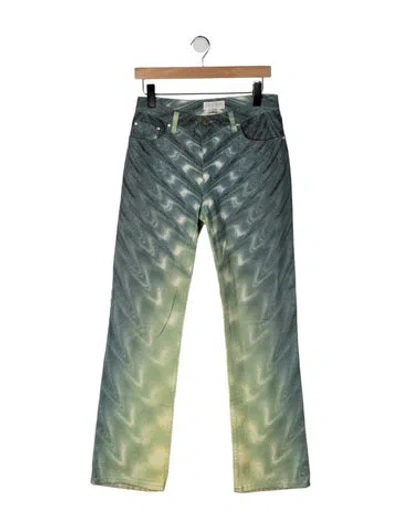 Pre-owned Roberto Cavalli Vintage Flared Pants In Blue/green