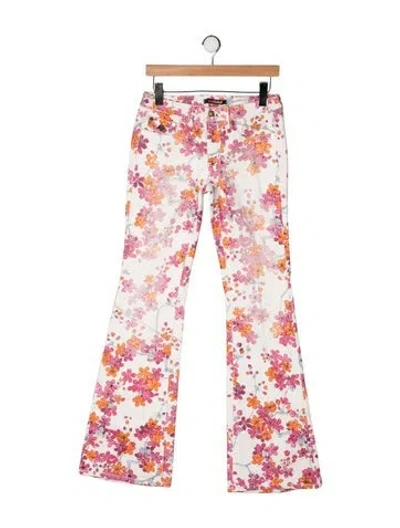 Pre-owned Roberto Cavalli Vintage Flared Pants In Pink/white