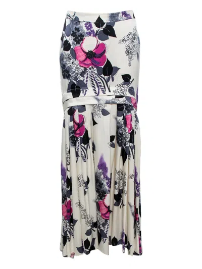 Pre-owned Roberto Cavalli Vintage Floral-print Maxi Skirt