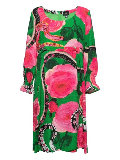 Pre-owned Roberto Cavalli Vintage Floral-print Midi Dress