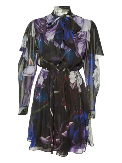 Pre-owned Roberto Cavalli Vintage Floral-print Silk Dress