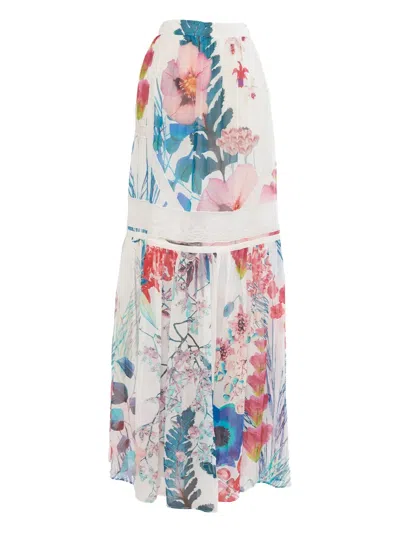 Pre-owned Roberto Cavalli Vintage Floral-print Silk Skirt